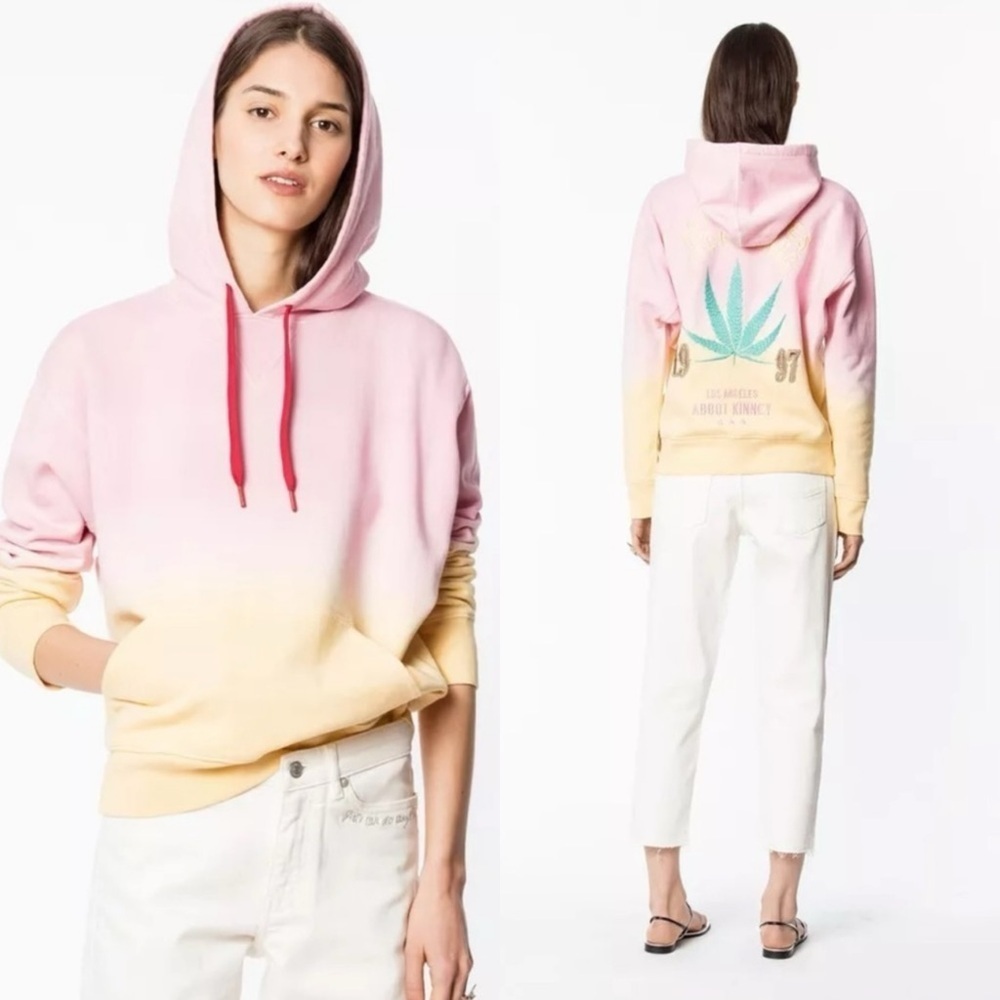 Zadig & Voltaire Spencer Art Ombre Hoodie Pink Yellow Size M​